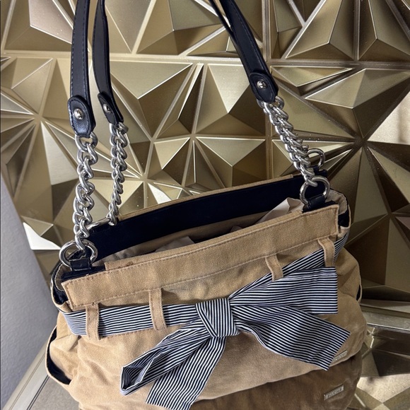 Miche Tan Handbag with Black and White Bow - Picture 5 of 8